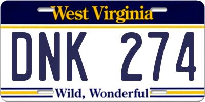 WV license plate DNK274