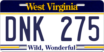 WV license plate DNK275