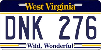 WV license plate DNK276
