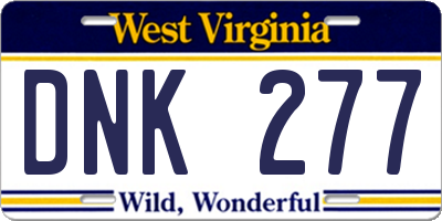 WV license plate DNK277