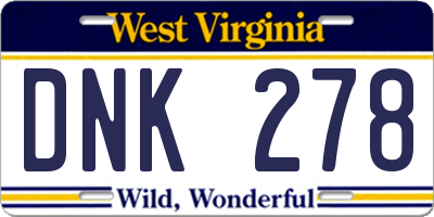 WV license plate DNK278
