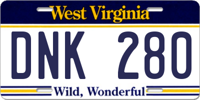 WV license plate DNK280