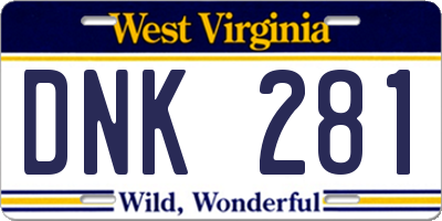WV license plate DNK281