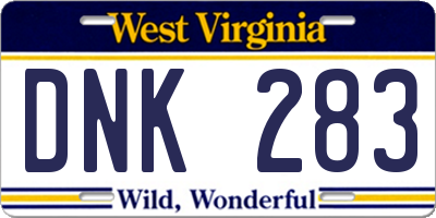 WV license plate DNK283