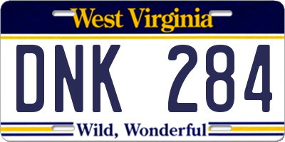 WV license plate DNK284