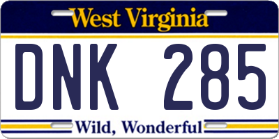 WV license plate DNK285