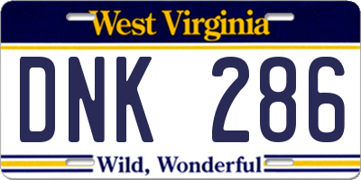 WV license plate DNK286