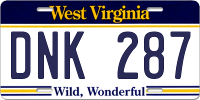 WV license plate DNK287