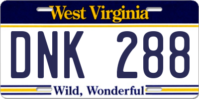 WV license plate DNK288