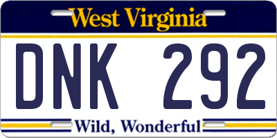 WV license plate DNK292