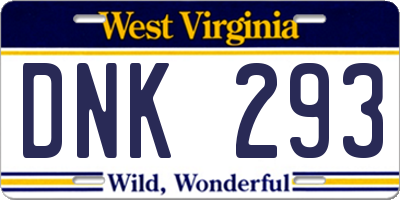 WV license plate DNK293