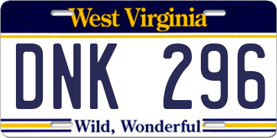 WV license plate DNK296