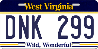 WV license plate DNK299