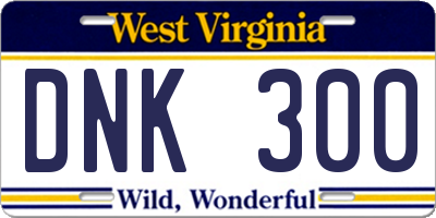 WV license plate DNK300