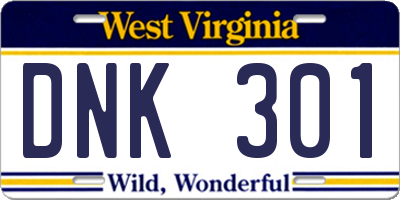 WV license plate DNK301