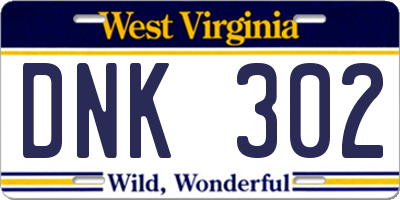 WV license plate DNK302