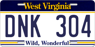 WV license plate DNK304