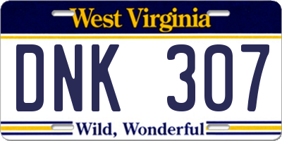WV license plate DNK307