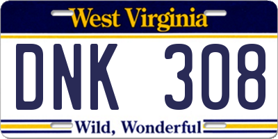 WV license plate DNK308