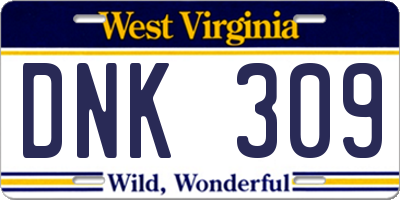 WV license plate DNK309