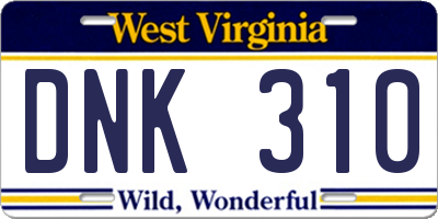 WV license plate DNK310