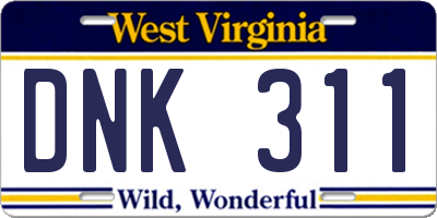 WV license plate DNK311