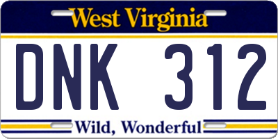 WV license plate DNK312