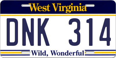 WV license plate DNK314