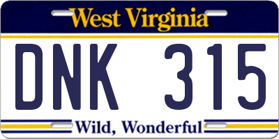 WV license plate DNK315