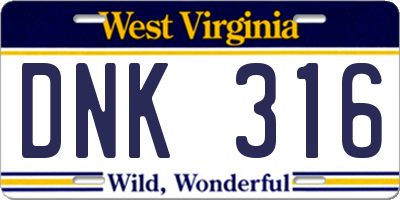 WV license plate DNK316