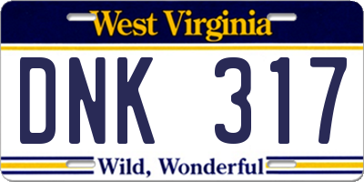 WV license plate DNK317