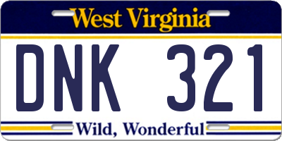 WV license plate DNK321