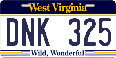 WV license plate DNK325