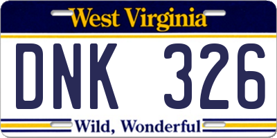 WV license plate DNK326