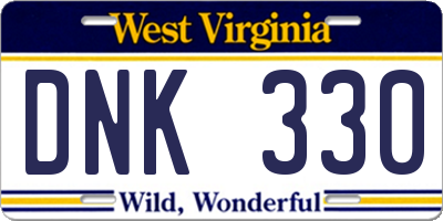 WV license plate DNK330