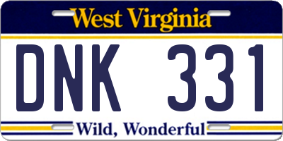 WV license plate DNK331