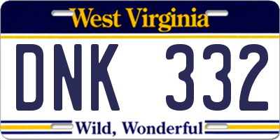 WV license plate DNK332