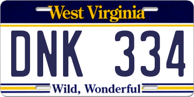 WV license plate DNK334