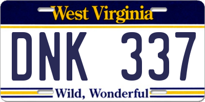 WV license plate DNK337