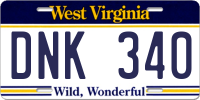 WV license plate DNK340