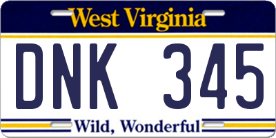WV license plate DNK345