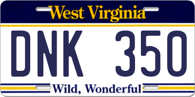 WV license plate DNK350