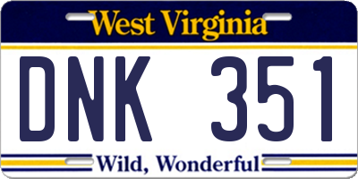 WV license plate DNK351