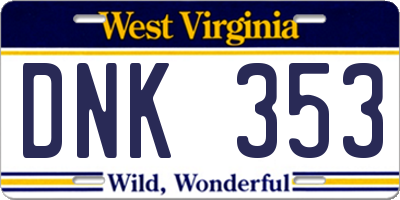 WV license plate DNK353