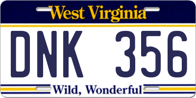 WV license plate DNK356