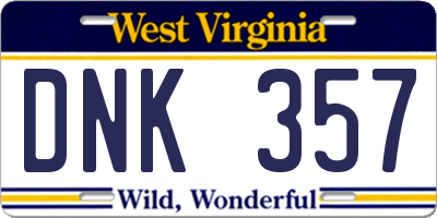 WV license plate DNK357