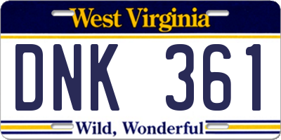 WV license plate DNK361