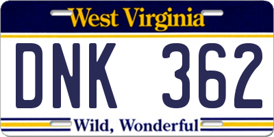 WV license plate DNK362