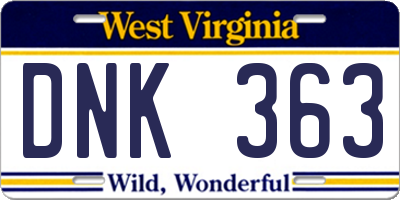 WV license plate DNK363