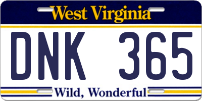WV license plate DNK365